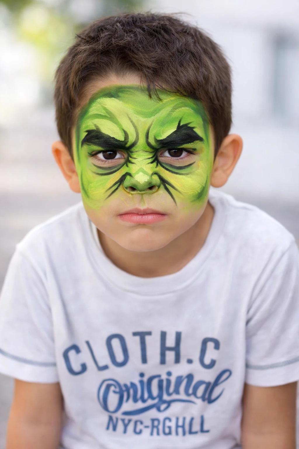 Niño con maquillaje de Hulk