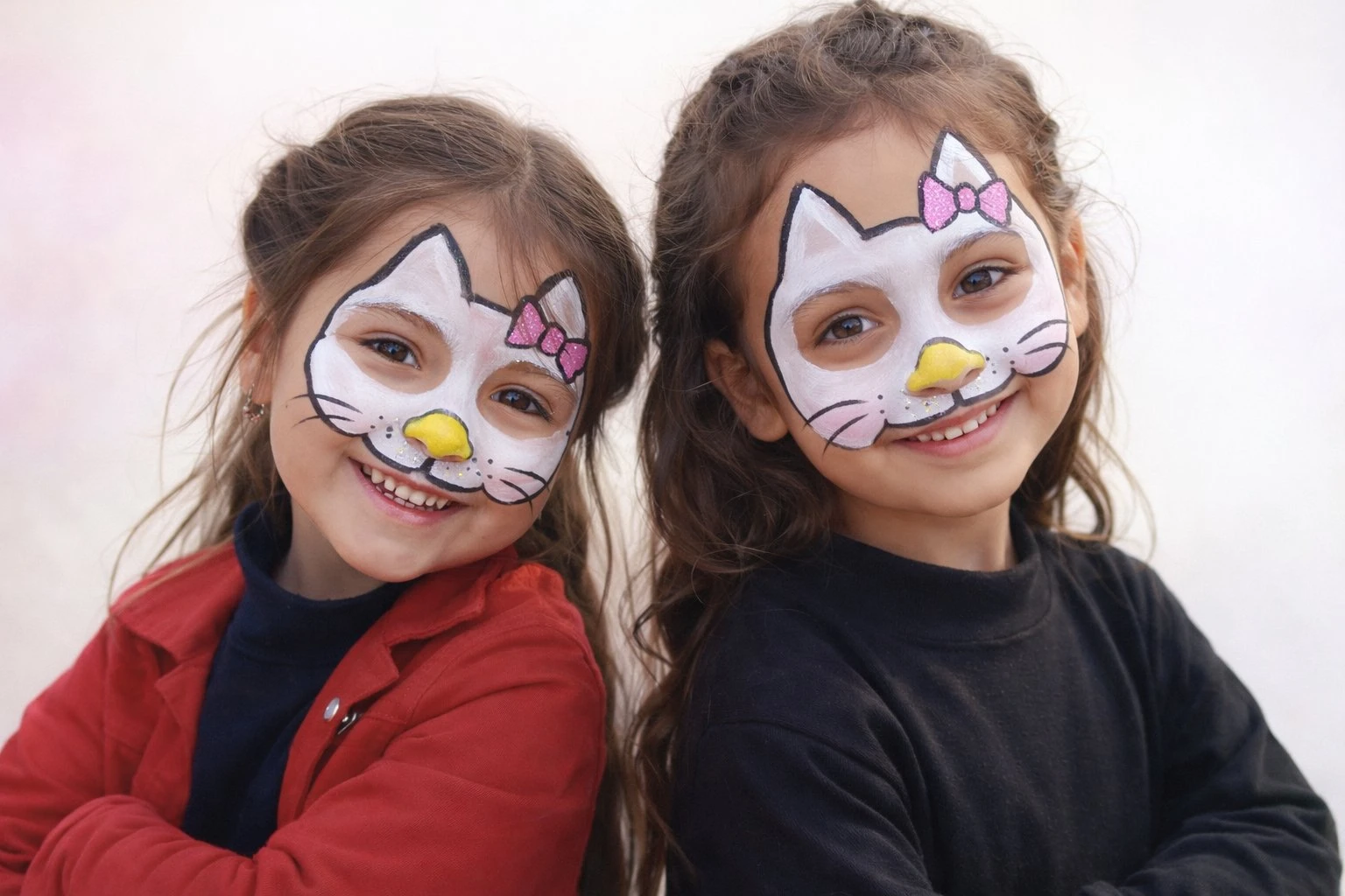 Maquillaje de gatitas con moñitos rosas